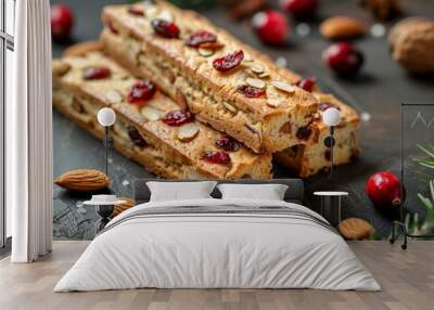 Italian biscotti with almonds and cranberries Wall mural