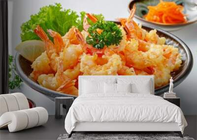 Japanese kakiage tempura with shrimp and vegetables Wall mural