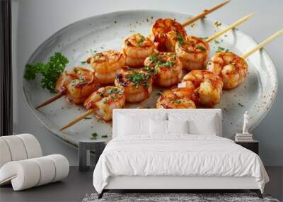 Thai lemongrass shrimp skew Wall mural