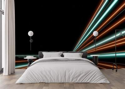 3d render motion line of speed and power or light trails. High-speed light with curve movement beam. 5G Technology fast and futuristic background. Abstract motion blur. Wall mural