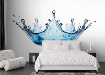 Blue water swirl splash with little bubbles isolated on clear png background, liquid flowing in form of wave. Wall mural