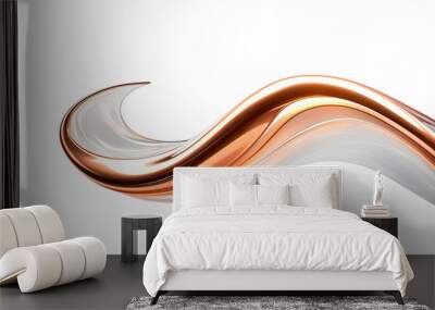 Metallic flow swirl wave or intertwined isolated on transparent background, Curvy metal shape, abstract motion liquid twisted. Wall mural