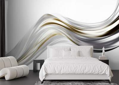 Metallic flow swirl wave or intertwined isolated on transparent background, Curvy metal shape, abstract motion liquid twisted. Wall mural