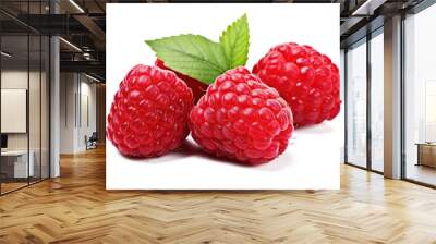 Ripe group of raspberries fruit isolated on transparent background, ripe tropical natural fruit concept, Healthy food with high of vitamin and minerals. Freshness of juicy fruit. Wall mural