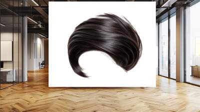 Stylish hair wig with trendy design isolated on background, front view, fashionable hairstyle concept. Wall mural