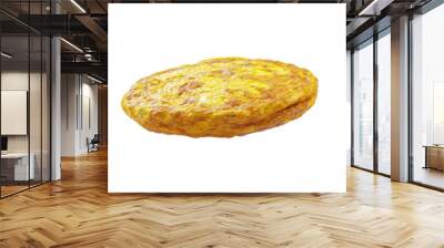 Tasty yellow Omelet or scrambled  egg with pepper and herbs isolated on transparent png background, Healthy omelet, breakfast time. Wall mural