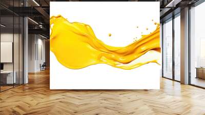 Yellow Watercolor Acrylic paint splashing, stain grunge, brush stroke isolated on transparent png background, colorful oil painting. Wall mural