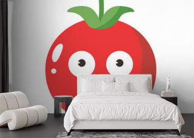 Vector illustration of a red tomato isolated on white , Tomato vector. Tomato on white background. Tomato vector in cartoon style Wall mural