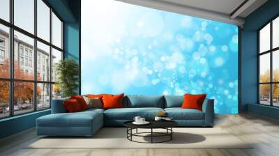 Blue bokeh light background beautiful bright blurred glitter effect. decoration for your design Wall mural