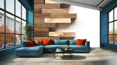 stack of wooden bars. Wall mural