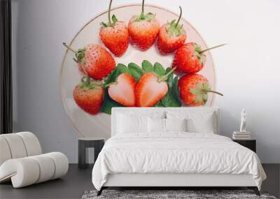 strawberry on white background Wall mural