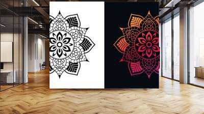 mandala isolated on white background. gradient mandala with floral patterns Wall mural