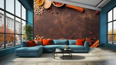 AI Illustration of colorful spices with copy space for text Wall mural