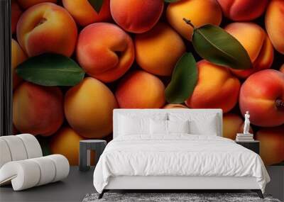 Ripe apricots fruit background with ai generative Wall mural