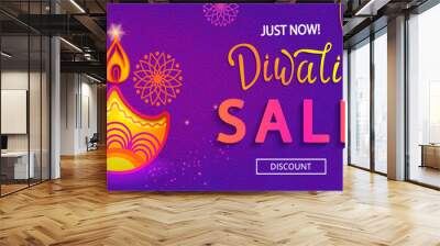 Sale Banner for Happy Diwali festival of lights. Wall mural