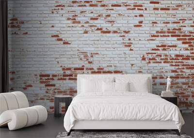 red and white brick wall grunge vintage retro background Wall mural