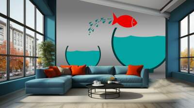 Fish jumping out of the water, improvement concept Wall mural