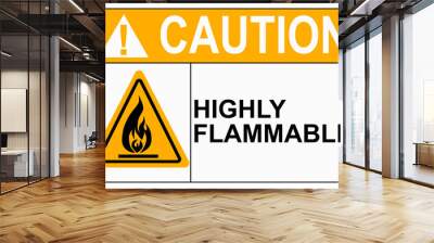 Highly flammable caution sign isolated Wall mural