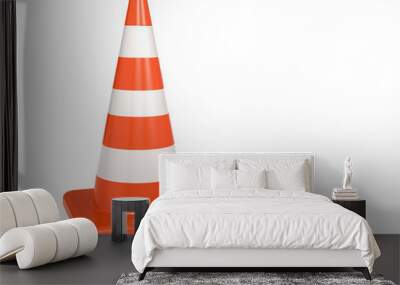 Isolated orange white traffic cone Wall mural