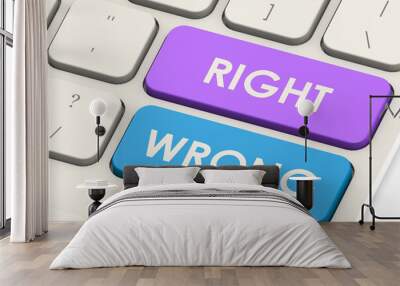 Right and wrong word on white keyboard Wall mural