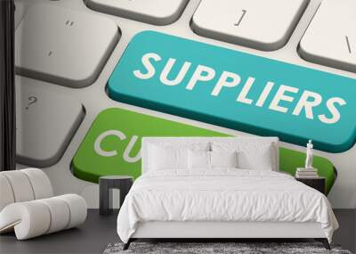 Suppliers and customers word on white keyboard Wall mural