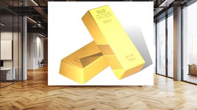 Two gold bars as white background Wall mural