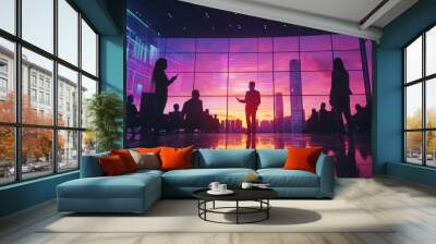 A corporate executive presenting data to a group of investors Wall mural