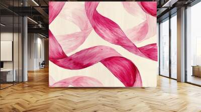 Classic Pink Ribbon Pattern Wall mural