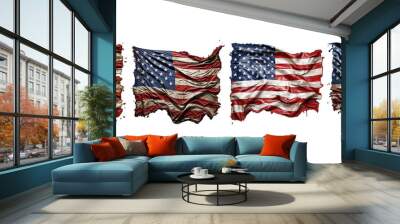 Realistic USA flag tattered grunge Wall mural