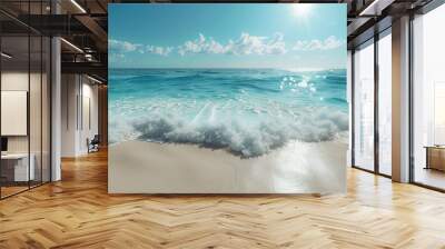 Sandy Beach, beaches evoke a sense of relaxation and tranquility, perfect for backgrounds or promotional materials for beach resorts or vacation destinations Wall mural