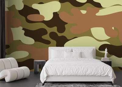 Seamless green forest camouflage pattern Fashion forest camo texture vector dirty como military background Wall mural