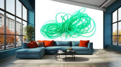 green, plastic cord on a white background.  Wall mural