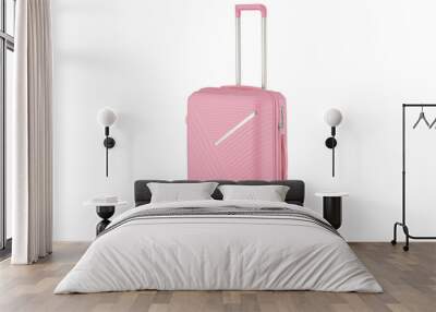 pink suitcase isolated on white Wall mural