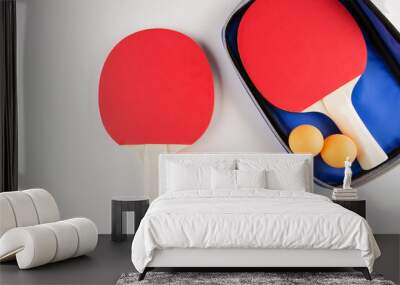 sports composition. Ping pong close up. rackets and ball for playing Wall mural