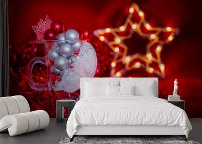 Christmas decorations with a butterfly and star lights Wall mural