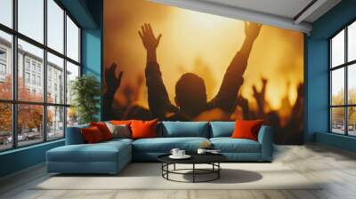 Christian worship background illustration generated by ai Wall mural