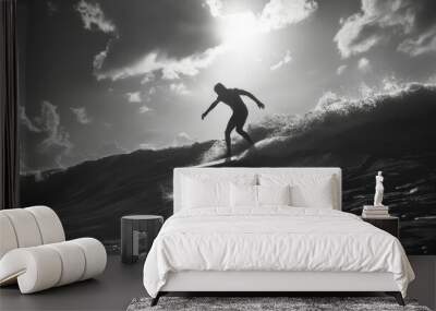 Surfing nature sport background illustration generated by ai Wall mural