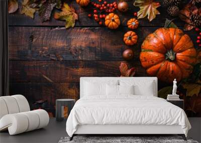 Thanksgiving day banner background illustration generated by ai Wall mural