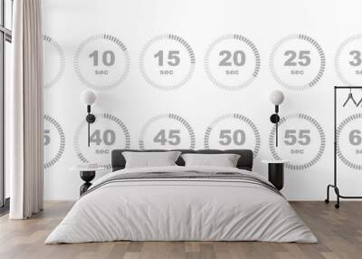 Timer stopwatch icon set flat style Wall mural