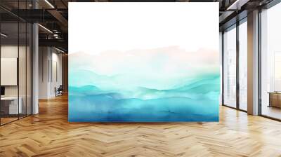 Watercolor background with turquoise, teal waves. Abstract wave background. Vector illustration. Can be used for advertisingeting, presentation, design.  Wall mural