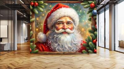 santa claus and christmas tree Wall mural