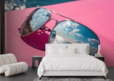 sunglasses on the beach Wall mural