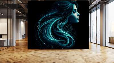 woman with long hair Wall mural