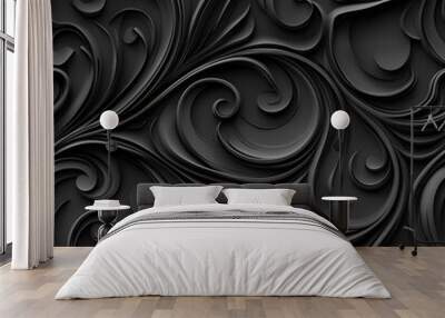 3d vector seamless pattern on a dark grey background Wall mural