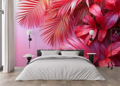 Abstract art tropical leaves background. Wallpaper design with art texture from palm leaves, Jungle leaves, exotic botanical floral pattern Wall mural