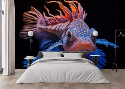 fish isolated on black, midjourney, generative, ai Wall mural