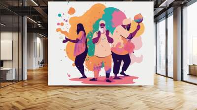 Holi festival celebrating flat vector illustration Wall mural