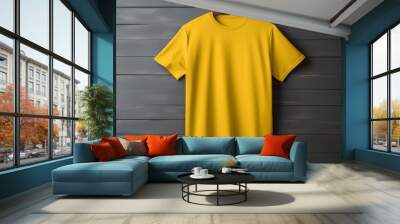 Yellow color male t-shirt mockup Generative AI Wall mural