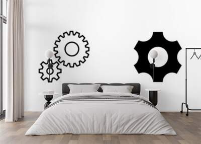 Gear icon, cog wheel, engine circle, thin line web symbol on white background. Editable Vector illustration Wall mural