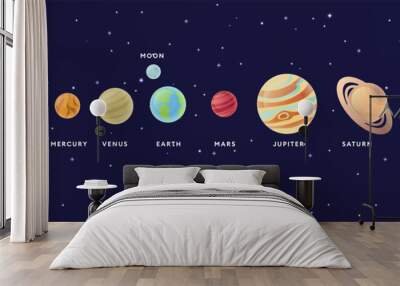 Solar system planets set. Space set. Vector illustration Wall mural